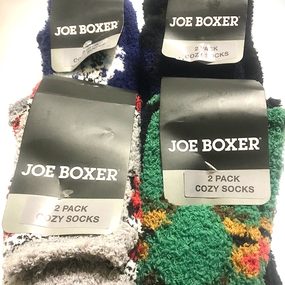 2 Pairs Joe Boxer Men Cozy Plush Socks One Size Fit
